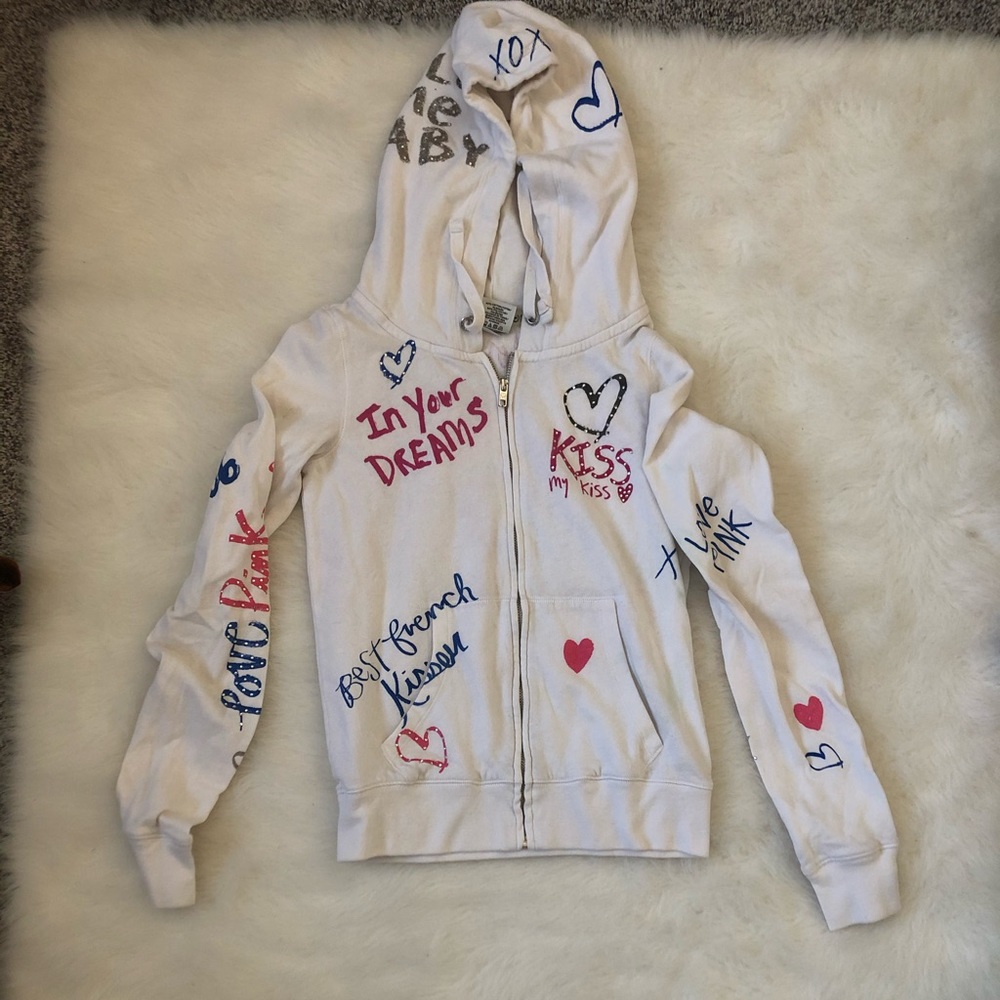 Victoria pink line zip up hoodie